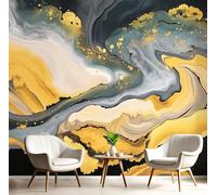 GSAEIMCT Black Yellow Mural Photo Wallpaper,Striped Marble Wallpaper for Living Room Tv Backdrop Office,3D Effect Abstract Texture Large Wall Mural Paper Decoration Poster Picture,400X280Cm