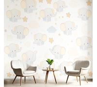 GSAEIMCT Blue and White Star Elephant 3D Murals,Cartoon Animals Silk Mural Photo Wallpaper for Large Tv Background Wall Art Living Room Bedroom Kitchen Home Decorative,400X280Cm