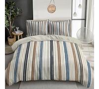 GSAEIMCT Blue Brown Vertical Stripes Bed Set - 3D Simple Geometry Printed Microfiber Teen Beddings Duvet Comforter Cover Set With Zipper,Matching Pillowcase Print Design Single 135X200Cm