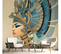 GSAEIMCT Blue Gold Mural Photo Wallpaper,Egyptian Ladies Wallpaper for Living Room Tv Backdrop Office,3D Effect Beautiful People Large Wall Mural Paper Decoration Poster Picture,400X280Cm