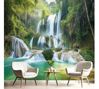 GSAEIMCT Blue-Green Waterfall Lake 3D Murals,Natural Scenery Silk Mural Photo Wallpaper for Large Tv Background Wall Art Living Room Bedroom Kitchen Home Decorative,200X140Cm