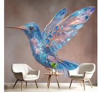 GSAEIMCT Blue Mural Photo Wallpaper,Flying Hummingbird Wallpaper for Living Room Tv Backdrop Office,3D Effect Beautiful Animals Large Wall Mural Paper Decoration Poster Picture,400X280Cm