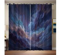 GSAEIMCT Blue-Purple Starry Sky Clouds Window Curtains Print Window Drapes,3D Printed Dreamy Romantic Window Treatments,2 Panel Set Living Room Bedroom Curtains Wall Decorations,W 46" X L 72"