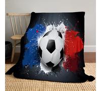 GSAEIMCT Blue Red National Flag Football Blanket Throw,Doodle Illustrations Pattern Soft Cozy Flannel Blanket,Warm Lightweight Plush Couch Sofa Bed Cover Decorative For Man Woman,80"X95"(200X240Cm)