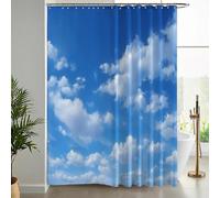 GSAEIMCT Blue Sky White Clouds Shower Curtain W 47.2" X L 70.9" Blue White Natural Scenery Men Kids Boy Shower Curtain Bathroom Set Modern Cool Waterproof Bath Decoration Accessories Home Decor