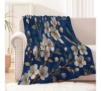 GSAEIMCT Blue White Cherry Blossom Branches Print Throw Blanket Soft Lightweight Warm All Season Decorative Fleece Blankets Landscape Plants For Bed Chair Car Sofa Couch Bedroom,40"X50"(100X130Cm)