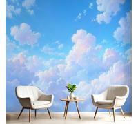 GSAEIMCT Blue White Clouds in The Sky 3D Murals,Natural Scenery Silk Mural Photo Wallpaper for Large Tv Background Wall Art Living Room Bedroom Kitchen Home Decorative,300X210Cm