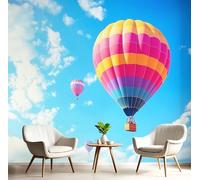 GSAEIMCT Blue White Hot Air Balloon in The Blue Sky 3D Murals,Cartoon Landscape Silk Mural Photo Wallpaper for Large Tv Background Wall Art Living Room Bedroom Kitchen Home Decorative,400X280Cm