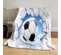 GSAEIMCT Blue White Wall Soccer Blanket Throw,Cartoon Sports Pattern Soft Cozy Flannel Blanket,Warm Lightweight Plush Couch Sofa Bed Cover Decorative For Man Woman,30"X40"(75X100Cm)
