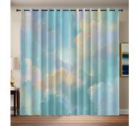 GSAEIMCT Blue Yellow Clouds Sky Curtains For Bedroom Living Room,Blackout Curtains Drop - Thermal Insulated Eyelet Drapes,Watercolor Landscape Patterned Window Treatments,W 66" X L 72",2 Panels