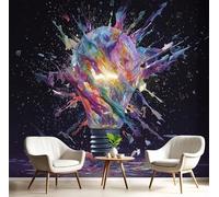 GSAEIMCT Broken Light Bulb Creative Arts Multicolor Hd Print Art Wall Painting Poster Large Silk Mural 3D Wallpaper Paste Living Room The Wall for Bedroom Mural, 350X256Cm