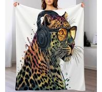 GSAEIMCT Brown-Black Music Cheetah Sherpa Blanket Fleece Throw For Sofa Couch Bed Punk Animals 3D Printed Plush Ultra Soft Decor 50"X60"(130X150Cm)