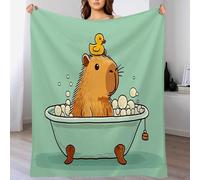 GSAEIMCT Brown-Blue Bathtub Capybara Throw Blanket Adult Children Cartoon Animals 3D Design Printed Fluffy Soft Warm Cozy Plush Sherpa Microfiber Bedding For Couch Bed Sofa 80"X95"(200X240Cm)