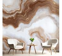 GSAEIMCT Brown White Mural Photo Wallpaper,Linear Marble Wallpaper for Living Room Tv Backdrop Office,3D Effect Elegant Texture Large Wall Mural Paper Decoration Poster Picture,150X105Cm