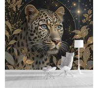 GSAEIMCT Brownish Black Leaf Leopard Photo Wallpaper Mural,Jungle Animals 3D Large Wall Murals Hd Printing Decoration Poster Picture Design for Bedroom Living Room Home,200X140Cm