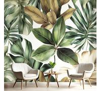 GSAEIMCT Brownish-Green Mural Tropical Leaves 3D Silk Wall Murals Photo Wallpaper,Watercolor Plants Art Print Decor Poster Picture for Living Room Kids' Bedroom & Home Interiors,250X170Cm