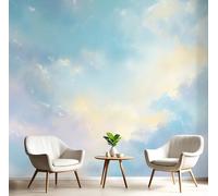 GSAEIMCT Clouds in The Sky Blue Yellow Background Theme Photo Wallpaper,250X170Cm Silk Wall Mural,Dreamy Watercolor Style Bedroom Living Room Decoration Poster