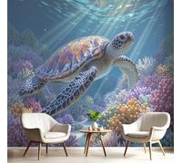 GSAEIMCT Color Coral Reef Turtles Wallpaper Mural,Oil Painting of Animals Wall Murals 3D Art Hd Printing Photo Wallpaper for Bedroom Living Kids Room Decor Poster Picture Design,450X300Cm