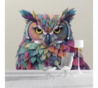 GSAEIMCT Color Leaf Owl Wallpaper Mural,Watercolor Animals Wall Murals 3D Art Hd Printing Photo Wallpaper for Bedroom Living Kids Room Decor Poster Picture Design,200X140Cm