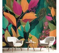 GSAEIMCT Color Leaves and Flowers 3D Murals,Abstract Illustration Silk Mural Photo Wallpaper for Large Tv Background Wall Art Living Room Bedroom Kitchen Home Decorative,400X280Cm