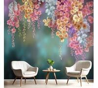 GSAEIMCT Color Mural Photo Wallpaper,Colorful Flowers Wallpaper for Living Room Tv Backdrop Office,3D Effect Abstract Plants Large Wall Mural Paper Decoration Poster Picture,300X210Cm