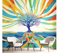 GSAEIMCT Color Mural Photo Wallpaper,Line Tree Wallpaper for Living Room Tv Backdrop Office,3D Effect Abstract Vision Large Wall Mural Paper Decoration Poster Picture,250X170Cm