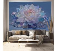 GSAEIMCT Crystal Lotus Wall Tapestry, Powder Blue Surreal Illustrations Wall Hanging For Bedroom, Dorm, Living Room Home Decor, 200L X 150W Cm