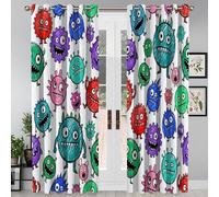 GSAEIMCT Cute Little Monster Blackout Curtains, Red Green Cartoon Animals Window Drapes, Elegant Decor For Living Room Bedroom Dining Room, W 46" X L 72",2 Panels Seamless Curtains