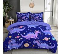 GSAEIMCT Dinosaur Astronaut Bedding Set For Boys Girls Kids Children'S Cartoon Animals Dark Blue Decor Reversible Comforter Cover 3 Piece Include Bedding Duvet Cover Pillowcases King