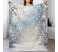 GSAEIMCT Flannel Throw Blanket,Black White Snowflakes In The Woods Xmas Gifts Winter Landscape,Living Room/Bedroom/Sofa Couch Warm Soft Bed Blankets For Children Adults All Season,30"X40"(75X100Cm)