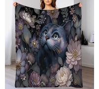GSAEIMCT Flower Cat Decor Throw Blankets For Couch Sofa Cosmic Animals Soft Lightweight Flannel Fleece Blanket For Dorm Bedroom And Living Room, Baby 60"X80"(150X200Cm)
