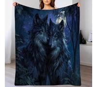 GSAEIMCT Forest Moon Wolf Throw Blanket,60"X80"(150X200Cm),Soft,Lightweight Flannel,Realistic Landscape Animals Blankets For Couch Travel Picnics,Beach Lounging Home Living Room Decor