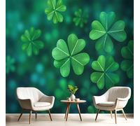 GSAEIMCT Fresh Four-Leaf Clover Dream Plants Green Hd Print Art Wall Painting Poster Large Silk Mural 3D Wallpaper Paste Living Room The Wall for Bedroom Mural, 400X280Cm