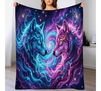 GSAEIMCT Galaxy Wolf Decor Throw Blankets For Couch Sofa Fantasy Cosmic Animals Soft Lightweight Flannel Fleece Blanket For Dorm Bedroom And Living Room, Baby 80"X95"(200X240Cm)