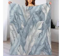 GSAEIMCT Gray-Blue Line Banana Leaf Blanket 3D For Girls Boys Tropical Plants Print Decor Fleece Throw Super Soft Flannel Fuzzy Plush Sofa Couch Living Room Bed Camping Travel 30"X40"(75X100Cm)