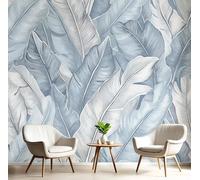 GSAEIMCT Gray-Blue Line Banana Leaf Wallpaper Mural,Tropical Plants Wall Murals 3D Art Hd Printing Photo Wallpaper for Bedroom Living Kids Room Decor Poster Picture Design,200X140Cm