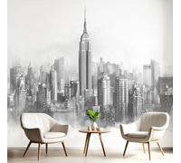 GSAEIMCT Grayish White Linear Architecture Murals Photo,3D Sketching The City Wall Murals,Wallpaper for Bedroom Living Room Home Poster Decor 350X260Cm Background Wall Decorative