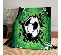 GSAEIMCT Green Graffiti Football Blanket Throw,Rock Punk Pattern Soft Cozy Flannel Blanket,Warm Lightweight Plush Couch Sofa Bed Cover Decorative For Man Woman,60"X80"(150X200Cm)