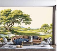 GSAEIMCT Green Hills Landscape Illustration Green Hd Print Art Wall Painting Poster Large Silk Mural 3D Wallpaper Paste Living Room The Wall for Bedroom Mural, 250X170Cm