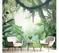 GSAEIMCT Green Mural Fantasy Forest 3D Silk Wall Murals Photo Wallpaper,Tropical Scenery Art Print Decor Poster Picture for Living Room Kids' Bedroom & Home Interiors,250X170Cm
