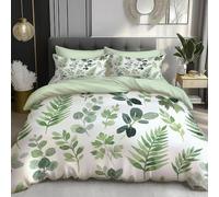 GSAEIMCT Green Simple Green Leaves Watercolor Plants Duvet Cover Set 3-Piece, Premium Brushed Microfiber Ultrasoft Bedding, Breathable & Wrinkle-Resistant, Hidden Zipper Closure, 200x200cm