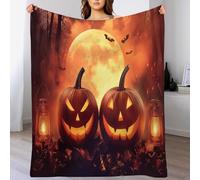 GSAEIMCT Halloween Blanket,Soft And Cozy Orange Color Bat Pumpkin Pattern Throw,Spooky Funny Horror Ambiance Sense Forest Scenery Decor,30"X40"(75X100Cm)