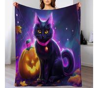 GSAEIMCT Halloween Pink Black Pumpkin Cat Flannel Throw Blanket,Soft Cozy Fluffy Warm Sofa Bedding Cartoon Animals For Couch Bed Blankets Throws Decorations,30"X40"(75X100Cm)