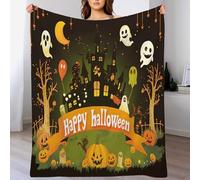 GSAEIMCT Halloween Yellow-Green Castle Ghost Flannel Throw Blanket,Soft Cozy Fluffy Warm Sofa Bedding Gothic Landscape For Couch Bed Blankets Throws Decorations,80"X95"(200X240Cm)