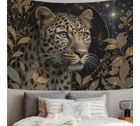 GSAEIMCT Leaf Leopard Tapestry Wall Hanging, Realistic Jungle Wall Art Wall Home Decor For Bedroom, Dorm, College, Living Room, 200L X 150W Cm, Brownish Black