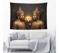 GSAEIMCT Lotus Bronze Statue Large Wall Tapestry 230L X 150W Cm | Zen Illustrations Tapestry Aesthetic Wall Hanging For Bedroom College Dorm Home Decor, Bronze
