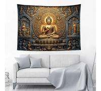 GSAEIMCT Lotus Statue Tapestry Wall Hanging 150L X 130W Cm | Retro Zen Tapestries Meditation Wall Decor Art For Bedroom Living Room Home Decor
