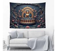 GSAEIMCT Lotus Statue Tapestry Zen-Like Relief | Wall Hanging Large Tapestries Psychedelic Wall Art Decorations Bedroom Living Room Dorm, 150L X 130W Cm