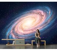 GSAEIMCT Macaron Pink Blue Galaxy Swirl Soft Space Abstract Art Mural Wallpaper, Wallpaper for Bedroom Living Room Tv Backdrop Office Hotel Corridor Background Decoration Silk Wall Paper 350X256Cm