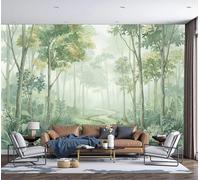 GSAEIMCT Misty Forest Photo Wallpaper Watercolor Landscape Illustration Green Wall Mural, Wall Art - Wallpaper for Living Room, Bedroom, Office, Kitchen, 200X140Cm